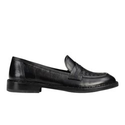 Bubetti - Loafer i sort med flet og l�ders�ler - 9912