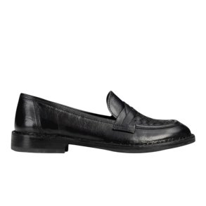 Bubetti - Loafer i sort med flet og l�ders�ler - 9912