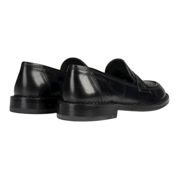 Bubetti - Loafer i sort med flet og l�ders�ler - 9912