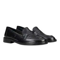 Bubetti - Loafer i sort med flet og l�ders�ler - 9912