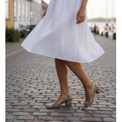 Paul Green - Pumps i snake med moderat h�l - 3815