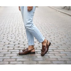 Billi Bi - Flad loafer i cognac med slingback - A9698