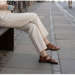 Bubetti - Sandal i cognac med bred flet og sp�nde - 3583