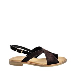 Paul Green - Flad sandal i m�rkebrun med t�-rem - 6216