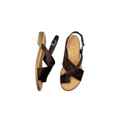 Paul Green - Flad sandal i m�rkebrun med t�-rem - 6216