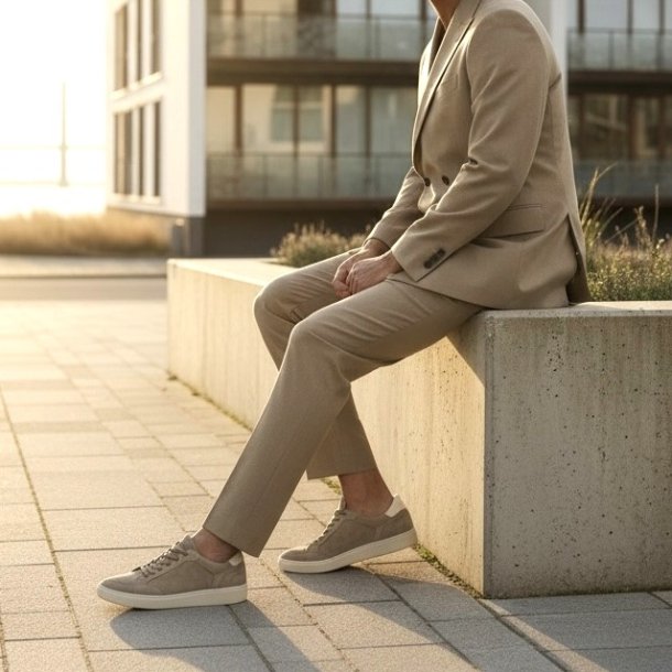 TGA By Ahler - Sneakers i sandfarvet ruskind med sn�re - 304