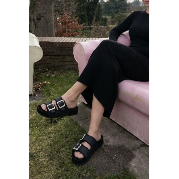 Paul Green - Slippers i sort med sp�nder og plateaus�l - 6221