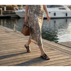 Paul Green - Slippers i m�rkebrun med guldsp�nder - 6171