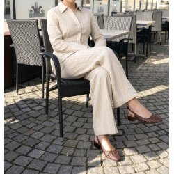 Bibi Lou - Flad sandal i brun flet med slingback 