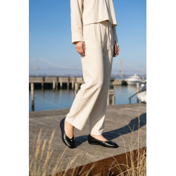 Wonders - Ballerina i sort med sn�re - A61172