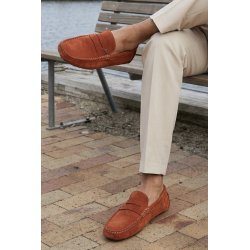 Lloyd herre  - Loafer i rustr�d med bl�de s�ler - Rover