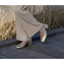 Wonders - Sko i guld med slingback og lille h�l - D2401