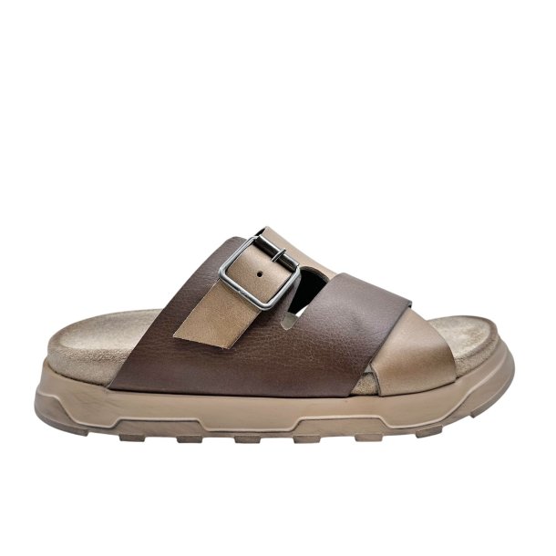 Lofina - Slippers i gr�brun og sand med sp�nde - 9624