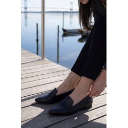 Paul Green - Flad loafer i sort med spids snude - 1225