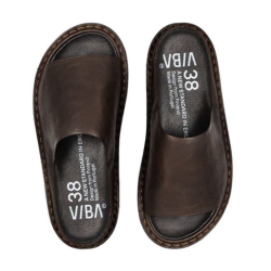 VIBAe - Slippers i kakaobrun skind - Saint Tropez