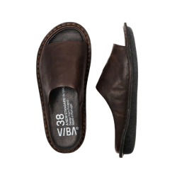 VIBAe - Slippers i kakaobrun skind - Saint Tropez