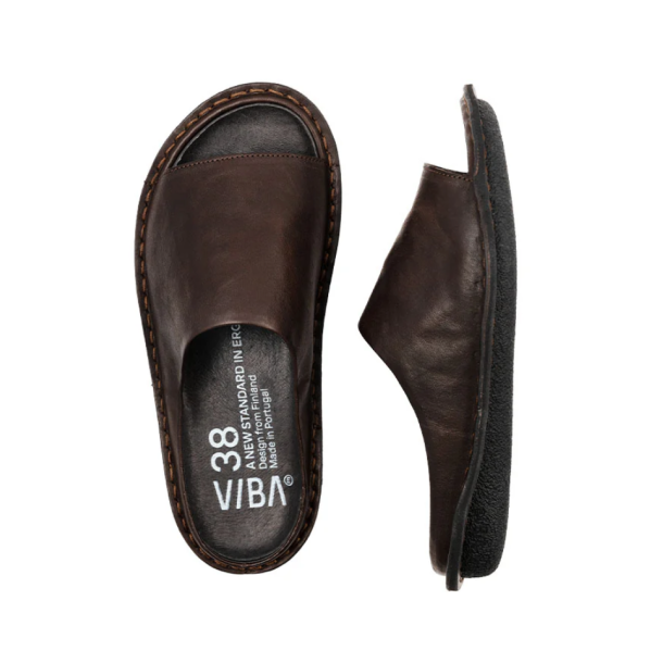VIBAe - Slippers i kakaobrun skind - Saint Tropez
