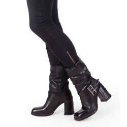 Airstep - Trekvartlang stvlette i sort med hj blokhl og plateau - Lussy