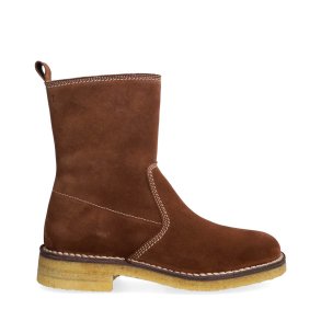 Billi Bi - Stvlette i brun ruskind med uldfoer - T6958