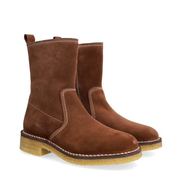 Billi Bi - Stvlette i brun ruskind med uldfoer - T6958