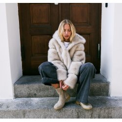 Billi Bi - Stvlette i sand ruskind med uldfoer - T6958