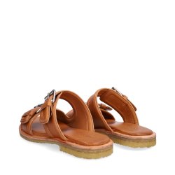 Billi Bi - Flad slippers i camel med slvspnder og rgummisl - T7001