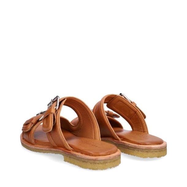 Billi Bi - Flad slippers i camel med slvspnder og rgummisl - T7001