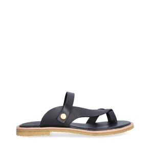 Billi Bi - Flad slippers i sort med tsplit og rgummisl - T7002