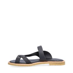 Billi Bi - Flad slippers i sort med tsplit og rgummisl - T7002