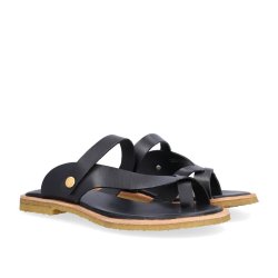 Billi Bi - Flad slippers i sort med tsplit og rgummisl - T7002