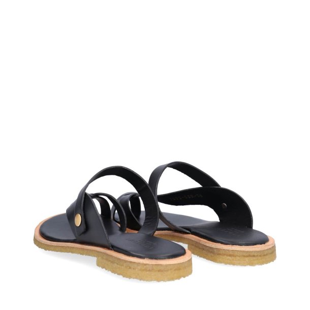 Billi Bi - Flad slippers i sort med tsplit og rgummisl - T7002