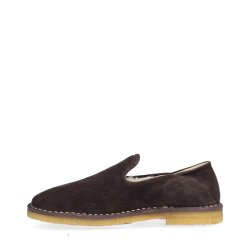 Billi Bi - Loafer i m�rkebrun med uld og r�gummis�l - T7140