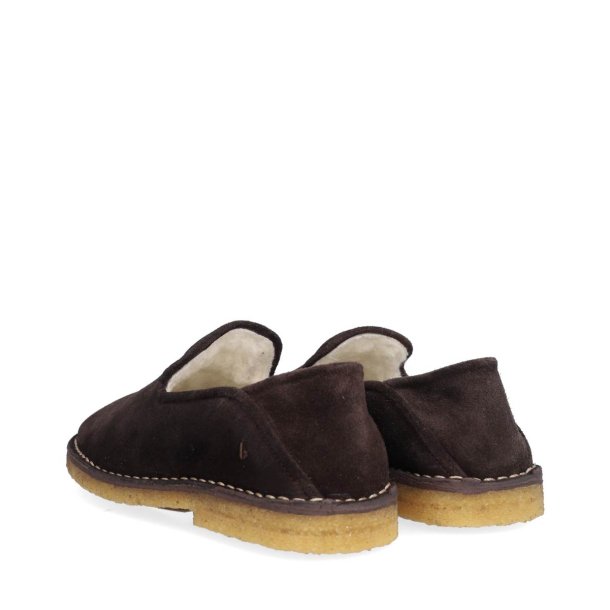 Billi Bi - Loafer i m�rkebrun med uld og r�gummis�l - T7140