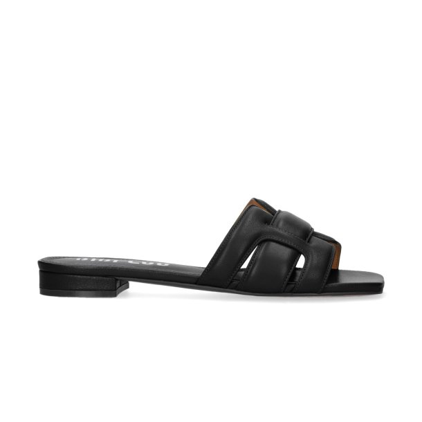Bibi Lou - Flad slippers i sort med grov flet