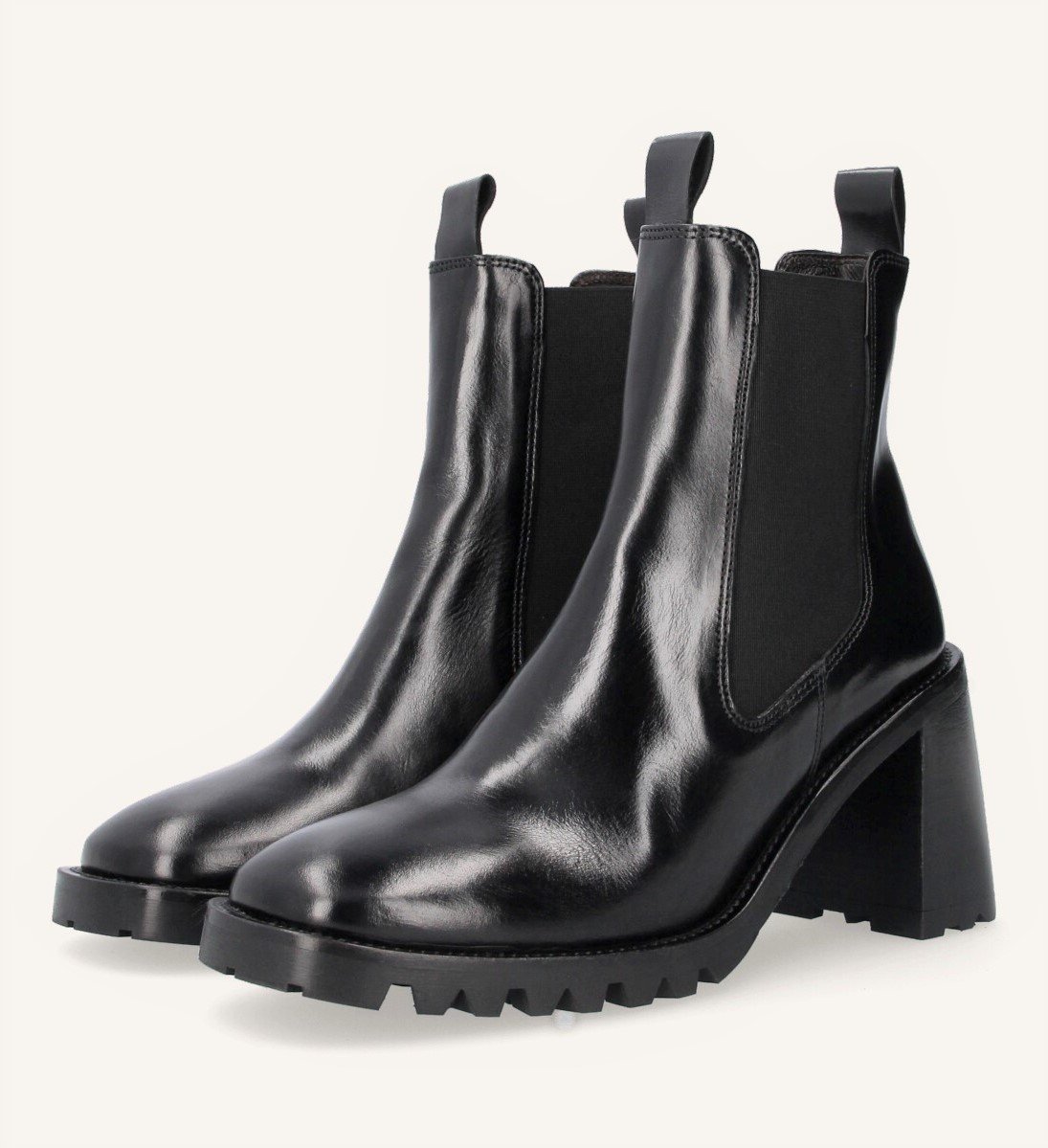 Billi Bi - Støvlette i sort glat skind med elastik og høj hæl - BILLI BI - Shoes