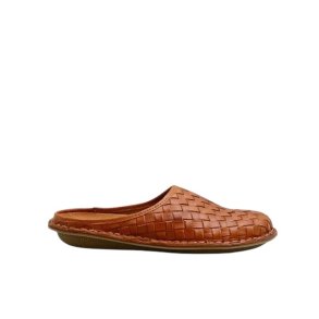 VIBAe - Lukket slippers i flettet cognac skind - Roma Woven