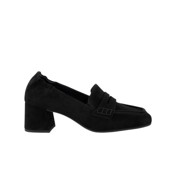 Paul Green - Loafer i sort ruskind med moderat h�l - 3861