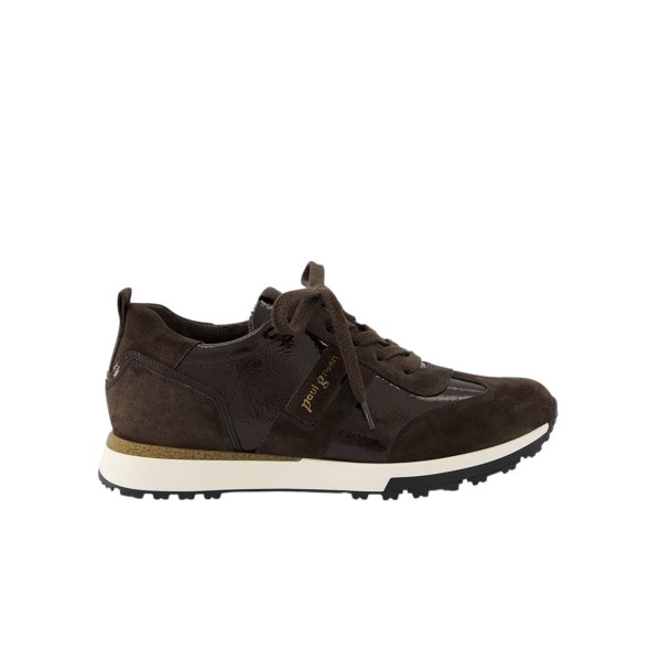 Paul Green - Sneakers i brun ruskind og lak med sn�re - 5392