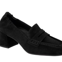 Paul Green - Loafer i sort ruskind med moderat h�l - 3861