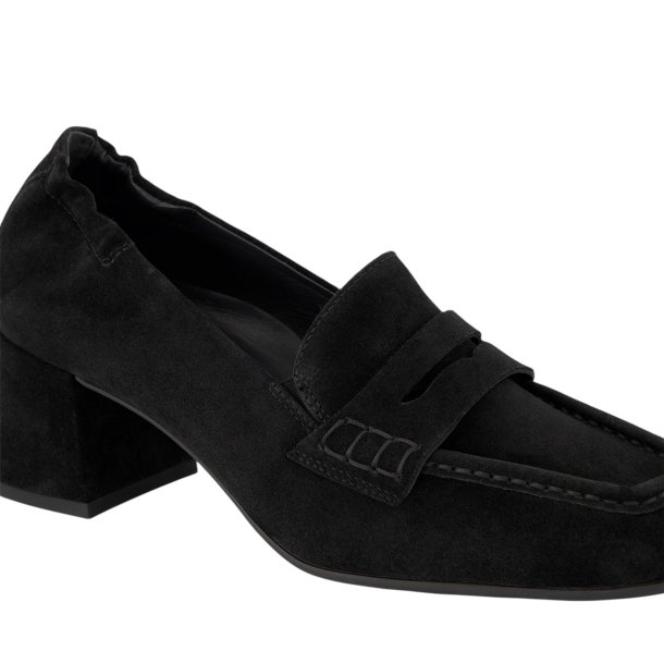 Paul Green - Loafer i sort ruskind med moderat h�l - 3861
