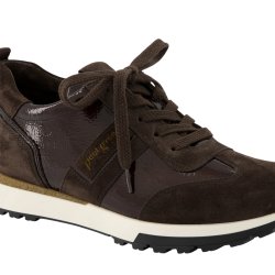 Paul Green - Sneakers i brun ruskind og lak med sn�re - 5392