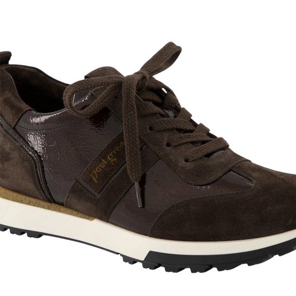 Paul Green - Sneakers i brun ruskind og lak med sn�re - 5392
