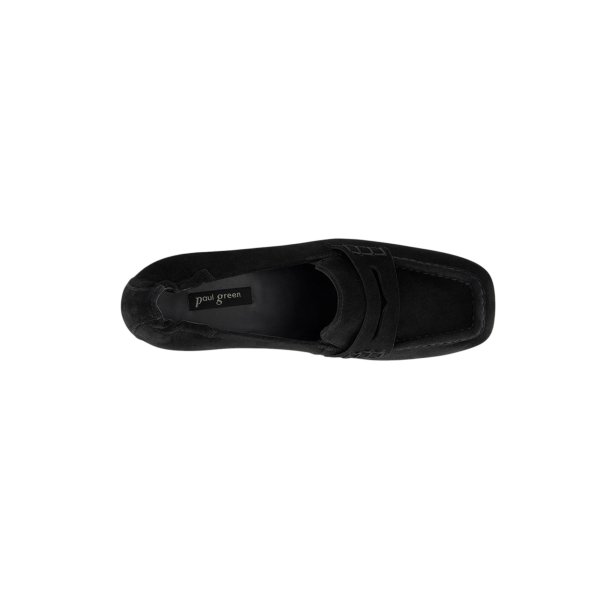 Paul Green - Loafer i sort ruskind med moderat h�l - 3861