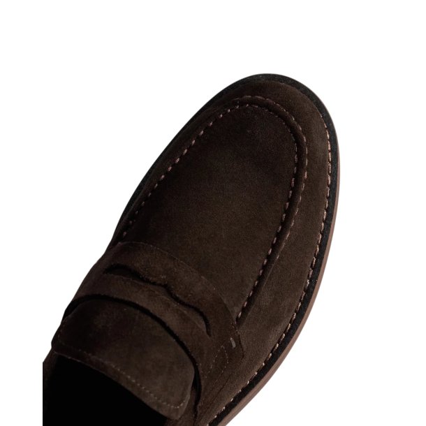 TGA By Ahler - Loafer i m�rkebrun ruskind - 5140