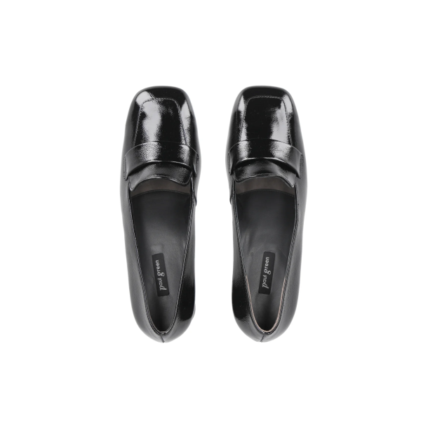 Paul Green - Loafer i sort lak med moderat hl - 3928