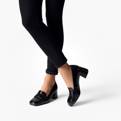 Paul Green - Loafer i sort lak med moderat hl - 3928