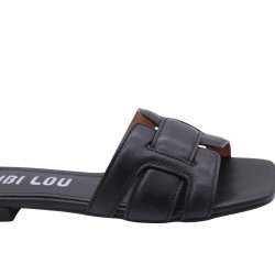 Bibi Lou - Flad slippers i sort med grov flet