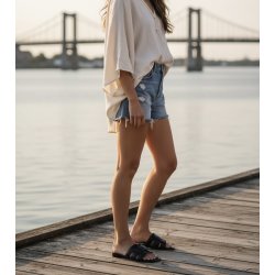 Bibi Lou - Flad slippers i sort med grov flet