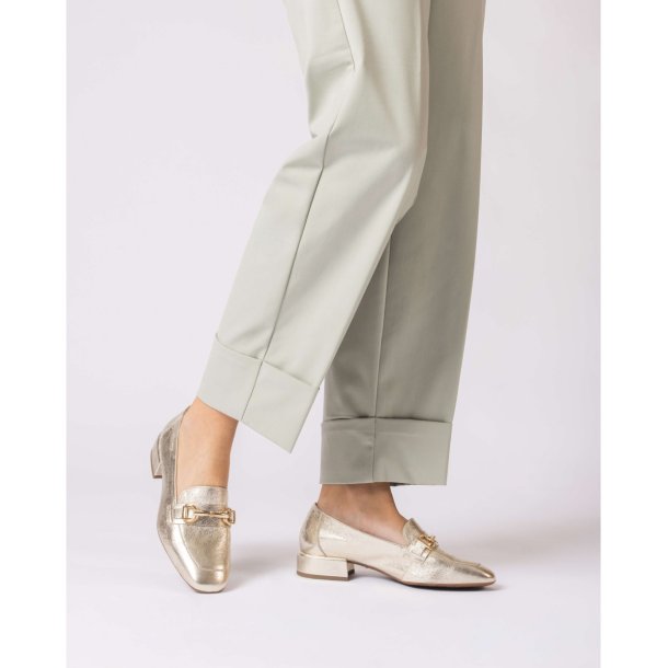 Wonders - Loafer i guld skind med guldbidsel og lille hl - 5030