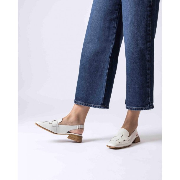 Wonders - Loafer i rhvid med slingback og lille hl - 7130